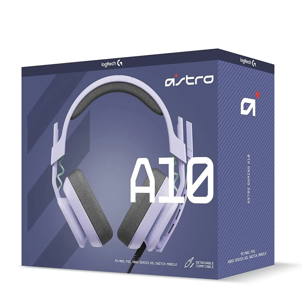 Clearance Logitech Astro A10 Gen 2 Stereo Over-the-Ear Gaming Headset, Lilac (939-002076)