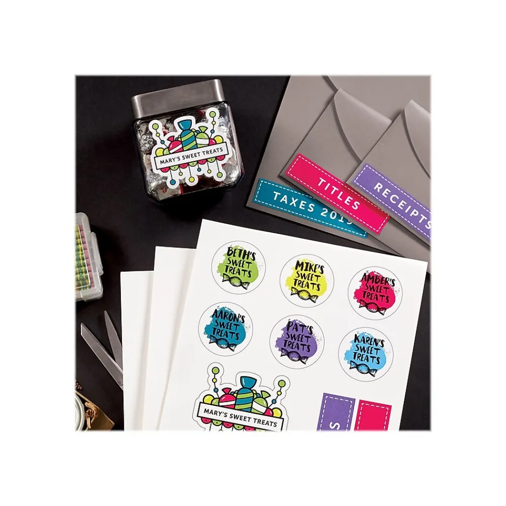 Labels|Astrobrights Astrodesigns Inkjet/Laser Sticker Paper Labels, 8 1/2" x 11", Matte White, 15 Sheets/Pack (91296-01)