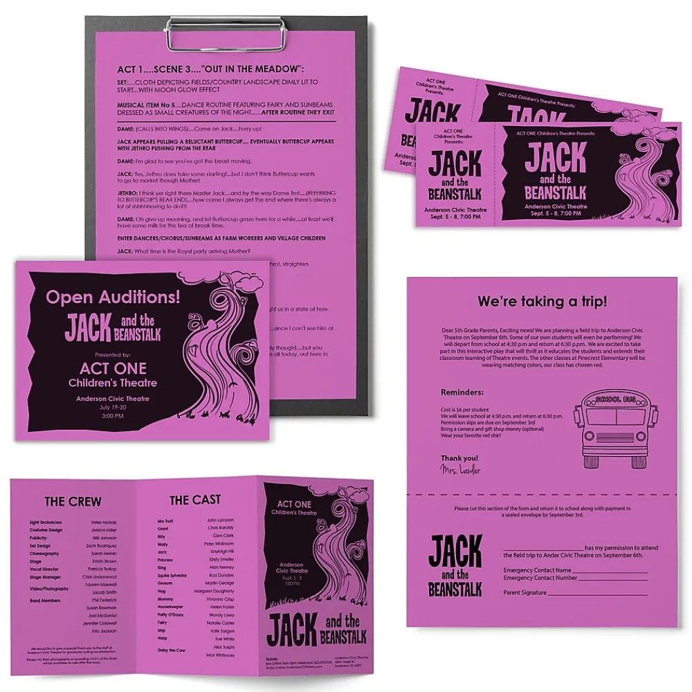 Multipurpose Paper*Astrobrights Colored Paper, 24 lbs., 8.5" x 11", , 500 Sheets/Ream (21946) Outrageous Orchid