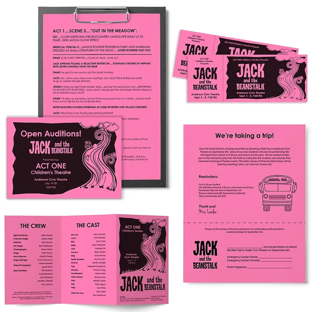 Multipurpose Paper*Astrobrights Colored Paper, 24 lbs., 8.5" x 11", , 500 Sheets/Ream (21031) Pulsar Pink