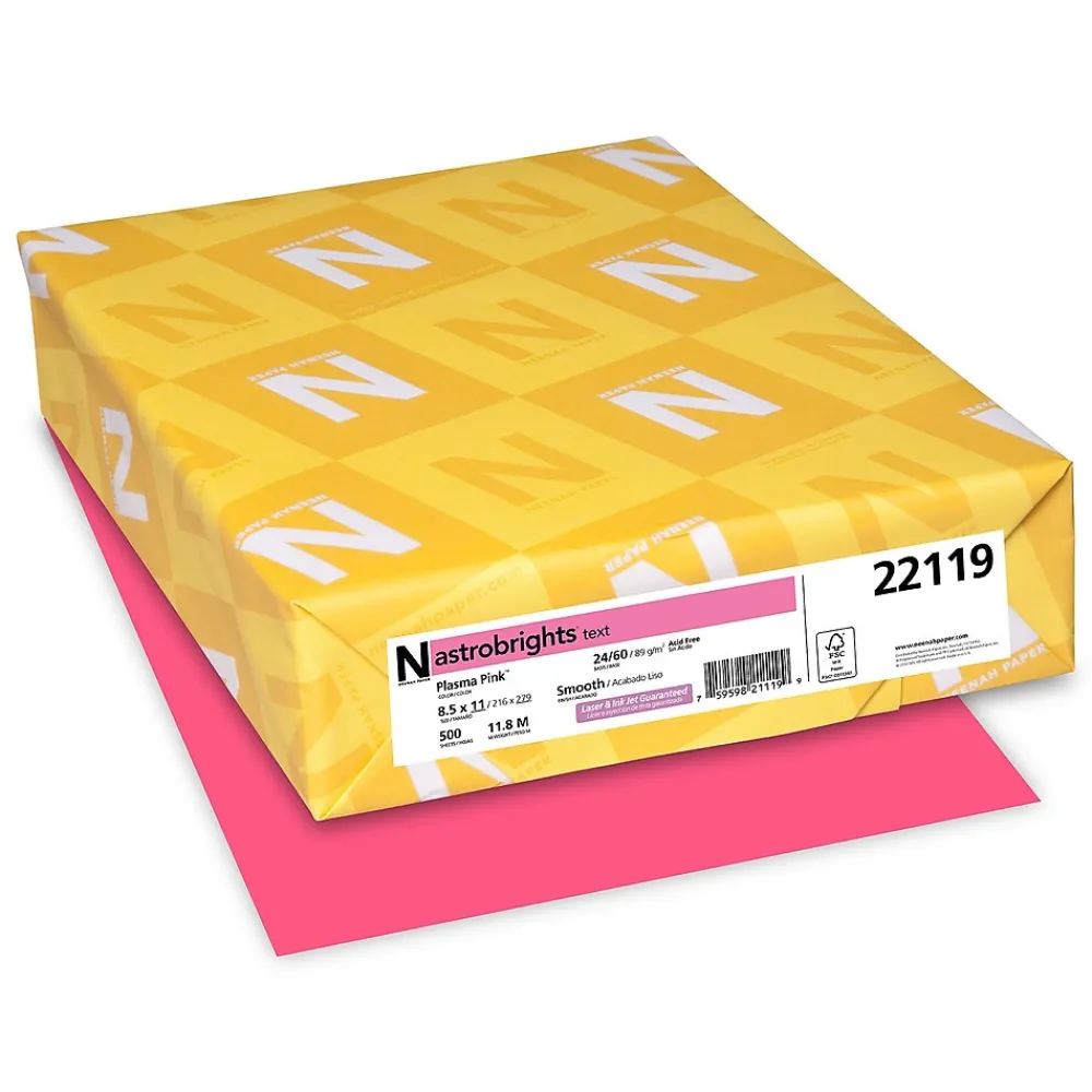 Multipurpose Paper*Astrobrights Colored Paper, 24 lbs., 8.5" x 11", Plasma Pink, 500 Sheets/Ream (22119)