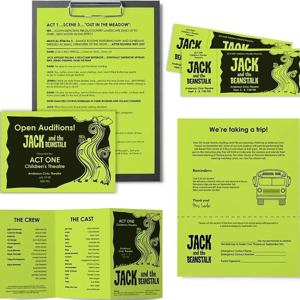 Multipurpose Paper*Astrobrights Colored Paper, 24 lbs., 8.5" x 11", Vulcan Green, 500 Sheets/Ream (21859/22379)