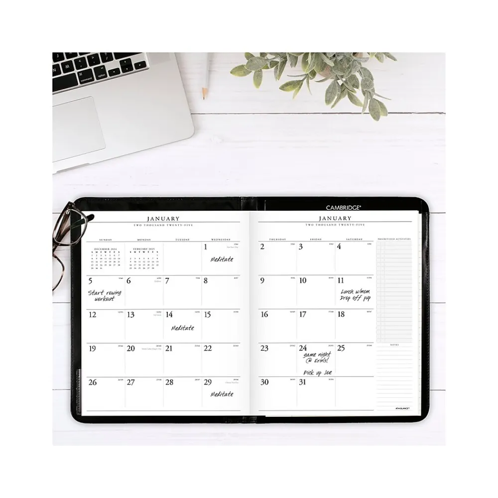 Executive Faux Leather Padfolio, Black (70-290-05-25)<AT-A-GLANCE New