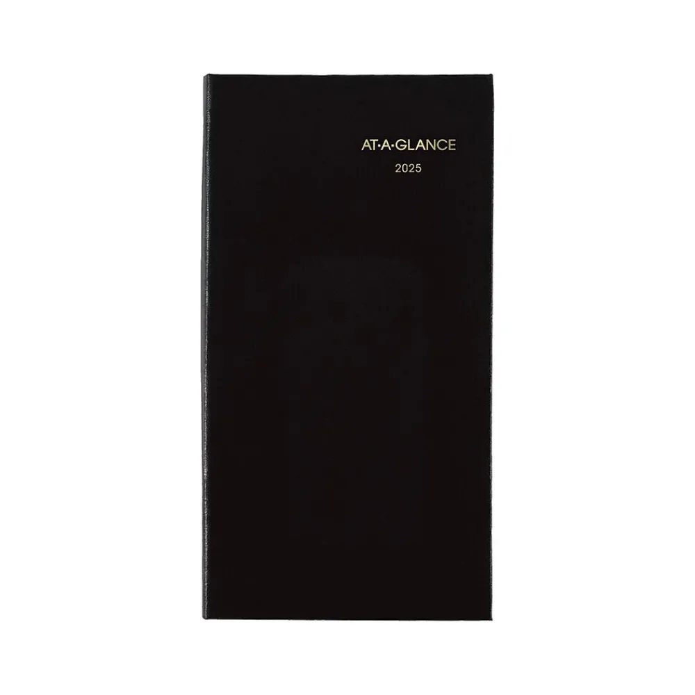 Journals|AT-A-GLANCE Fine Pocket Hardcover Diary, 3" x 6", Ruled, Black (72-02-05-25)