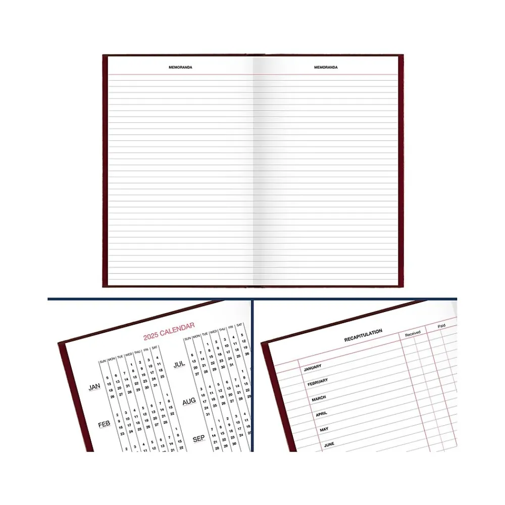 Journals|AT-A-GLANCE Standard Hardcover 2025 Daily Diary, 7.75" x 12", Ruled, Red (SD377-13-25)