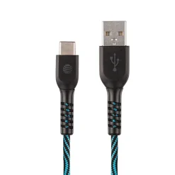 AT&T Charge and Sync USB to Type-C Cable, 10 ft., Blue, (TCB10-BLU)