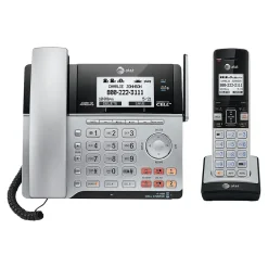 AT&T Connect to Cell 2-Line Cordless VOIP Phone with Digital Answering, Black/Silver (TL86103)