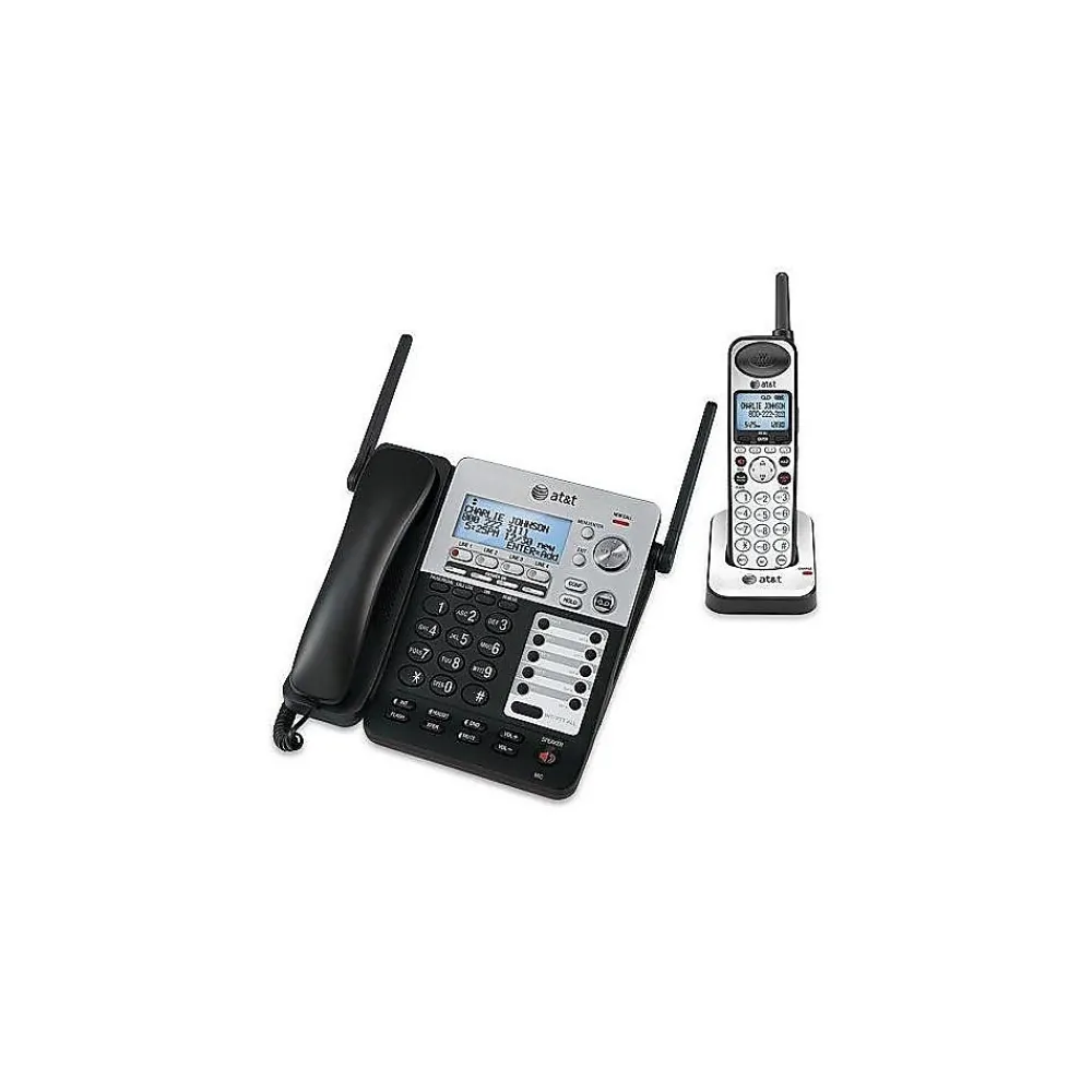 AT&T 4-Line Cordless Phone with 2-Handsets & Digital Answering, Silver/Black (SB67138)
