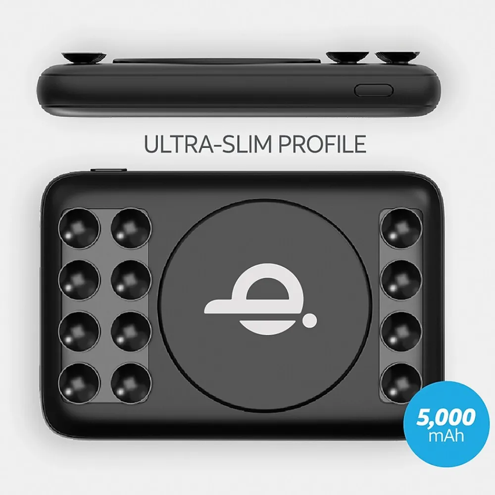 AT&T Portable Wireless Suction Power Bank, 5,000 mAh, Black (QPB5-BLK)