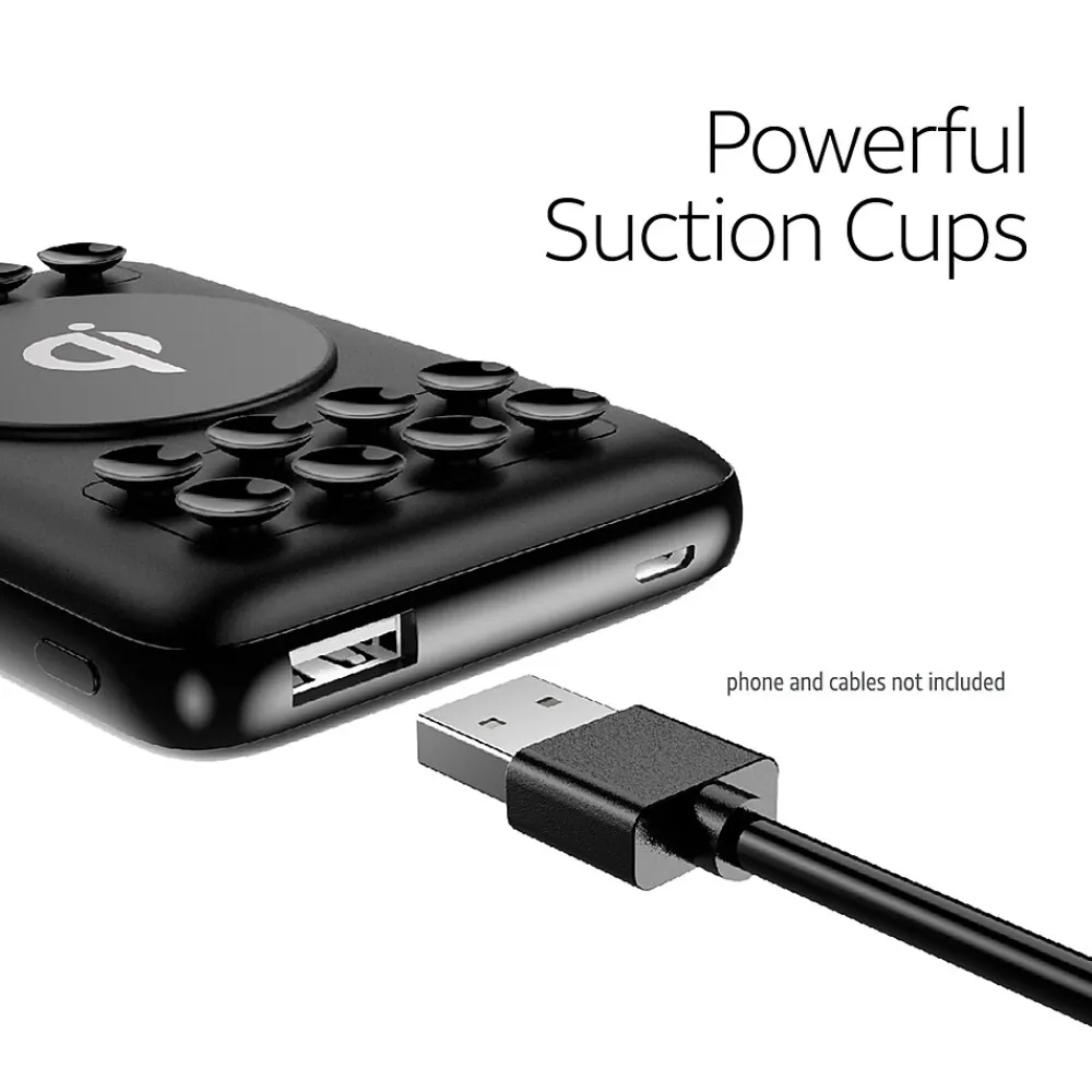 AT&T Portable Wireless Suction Power Bank, 5,000 mAh, Black (QPB5-BLK)
