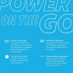 AT&T Portable Wireless Suction Power Bank, 5,000 mAh, Black (QPB5-BLK)