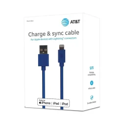 PVC Charge and Sync Lightning Cable, 4 ft., Blue (PVLC1-BLU)<AT&T New