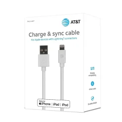 PVC Charge and Sync Lightning Cable, 4 ft., White (PVLC1-WHT)<AT&T Hot
