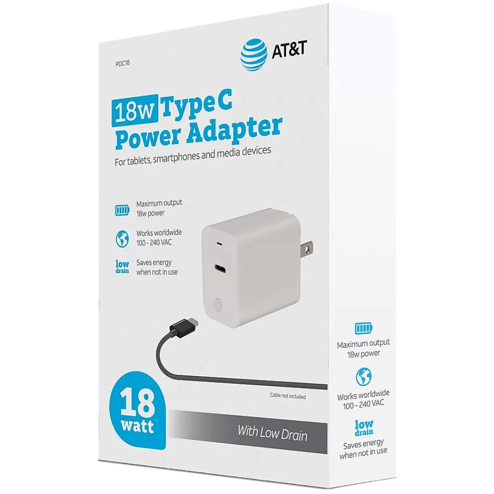 Type-C Power Adapter, 18-Watt, White, (PDC18)<AT&T Online