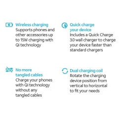 Wireless Charging Stand with Quick Charge 3.0 Rapid Charger, Black (CETWCS10)<AT&T Outlet