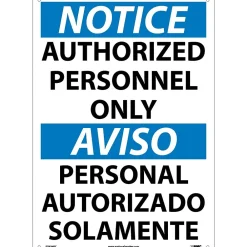 National Marker Authorized Personnel Only (Bilingual), 20X14, Rigid Plastic, Notice Sign