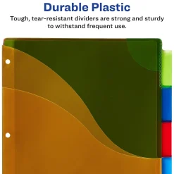 Dividers|Avery Big Tab Corner Lock Insertable Plastic Dividers with 3 Pockets, 5 Tabs, Multicolor (11273)