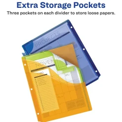 Dividers|Avery Big Tab Corner Lock Insertable Plastic Dividers with 3 Pockets, 5 Tabs, Multicolor (11273)