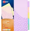 Dividers|Avery Big Tab Insertable Plastic Dividers with Pocket, 5 Tabs, Multicolor Pastel (07714)