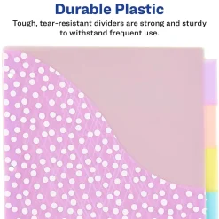 Dividers|Avery Big Tab Insertable Plastic Dividers with Pocket, 5 Tabs, Multicolor Pastel (07714)
