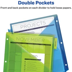 Dividers|Avery Big Tab Insertable Plastic Dividers with 2 Pockets, 5 Tabs, Multicolor (11906)