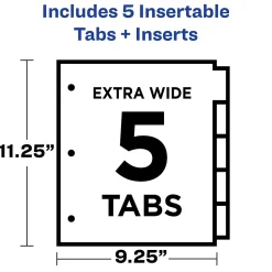 Dividers|Avery Big Tab Insertable Plastic Divider, 5 Tabs, Multicolor, 1 Set (11902)