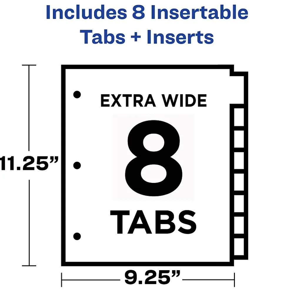 Dividers|Avery Big Tab Insertable Plastic Divider, 8 Tabs, Multicolor, 1 Set (11903)