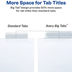 Dividers|Avery Big Tab Insertable Paper Dividers, Clear 5 Tab, White (11122)