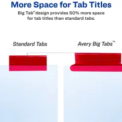 Dividers|Avery Big Tab Insertable Paper Dividers, 8 Tabs, White with Multicolor Tabs (11123)