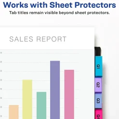 Dividers|Avery Big Tab Insertable Plastic Dividers with 2 Pockets, 8 Tabs, Two-Tone Multicolor (11983)