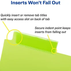 Dividers|Avery Big Tab Insertable Plastic Dividers with 2 Pockets, 8 Tabs, Two-Tone Multicolor (11983)