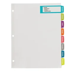 Dividers|Avery Big Tab Printable Paper Dividers with Large White Labels, 8 Tabs, White, 20 Sets/Pack (14441)