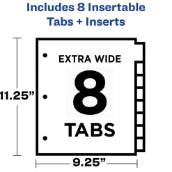 Dividers|Avery Big Tab Two-Pocket Insertable Plastic Divider, 8 Tabs, Multicolor, 1 Set (11907)