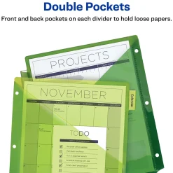 Dividers|Avery Big Tab Two-Pocket Insertable Plastic Divider, 8 Tabs, Multicolor, 1 Set (11907)