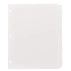 Dividers|Avery Big Tab Write & Erase Plastic Dividers, 5 Tabs, White (16370)