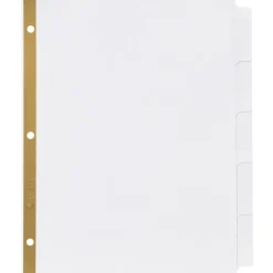 Dividers|Avery Big Tab Write & Erase Paper Divider, 5 Tabs, White/Gold Reinforced, 1 Set (23075)