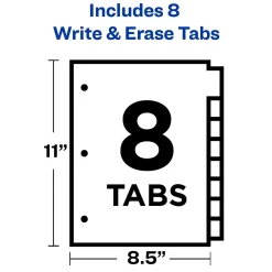 Dividers|Avery Big Tab Write & Erase Paper Dividers, 8 Tab, White, 48 Sets/Carton (23078CT)