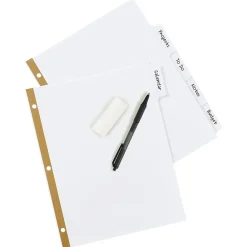 Dividers|Avery Big Tab Write & Erase Paper Dividers, 5 Tabs, White, Gold Reinforced, 48 Sets/Carton (23075)