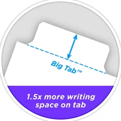 Dividers|Avery Big Tab Write & Erase Paper Dividers, 5 Tabs, White, Gold Reinforced, 48 Sets/Carton (23075)