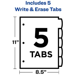 Dividers|Avery Big Tab Write & Erase Plastic Dividers, 5 Tabs, Bright Multicolor (16129)