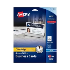 Business Cards*Avery Clean Edge Business Cards, 3.5"W x 2"H, Glossy White, 200/Pack (8879)