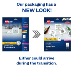 Business Cards*Avery Clean Edge Laser Square Cards with Rounded Corners, 2 1/2" x 2 1/2", White, 20 Sheets/Pack, 180 Cards/Pack (35703)