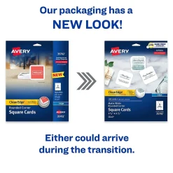 Business Cards*Avery Clean EdgeBusiness Cards, 2.5" x 2.5", White, 9 Cards/Sheet, 180 Cards/Pack (35702)