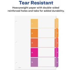 Dividers|Avery Customizable Table of Contents Dividers, 5-Tab, Multicolor, 3 Sets/Pack (11070)