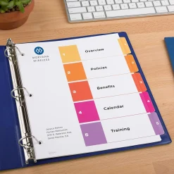 Dividers|Avery Customizable Table of Contents Dividers, 5-Tab, Multicolor, 3 Sets/Pack (11070)