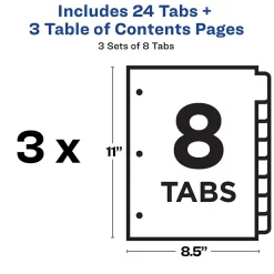 Dividers|Avery Customizable Table of Contents Divider, Multicolor, 3 Sets/Pack (11071)