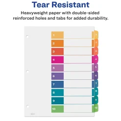 Dividers|Avery Customizable Table Of Contents Ready Index Pre-Printed Paper Divider, 10-Tab, White, 3/Pack (11072)