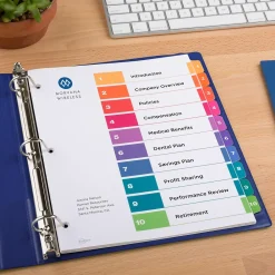 Dividers|Avery Customizable Table Of Contents Ready Index Pre-Printed Paper Divider, 10-Tab, White, 3/Pack (11072)