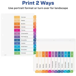 Dividers|Avery Customizable Table of Contents Dividers, 12-Tab, Multicolor, 3 Sets/Pack (11073)
