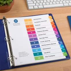 Dividers|Avery Customizable Table of Contents Dividers, 12-Tab, Multicolor, 3 Sets/Pack (11073)